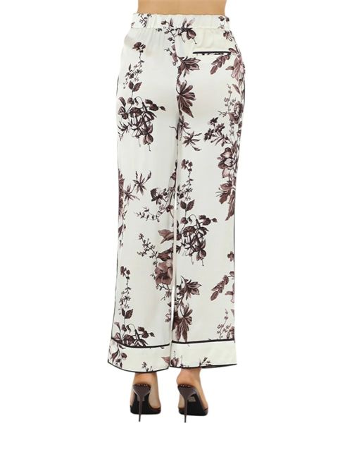 Pantaloni bianchi con stampa floreale marrone LIU JO | CA6254TS061/P9654